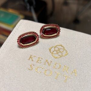 Kendra Scott Gold/Garnet Red Earrings